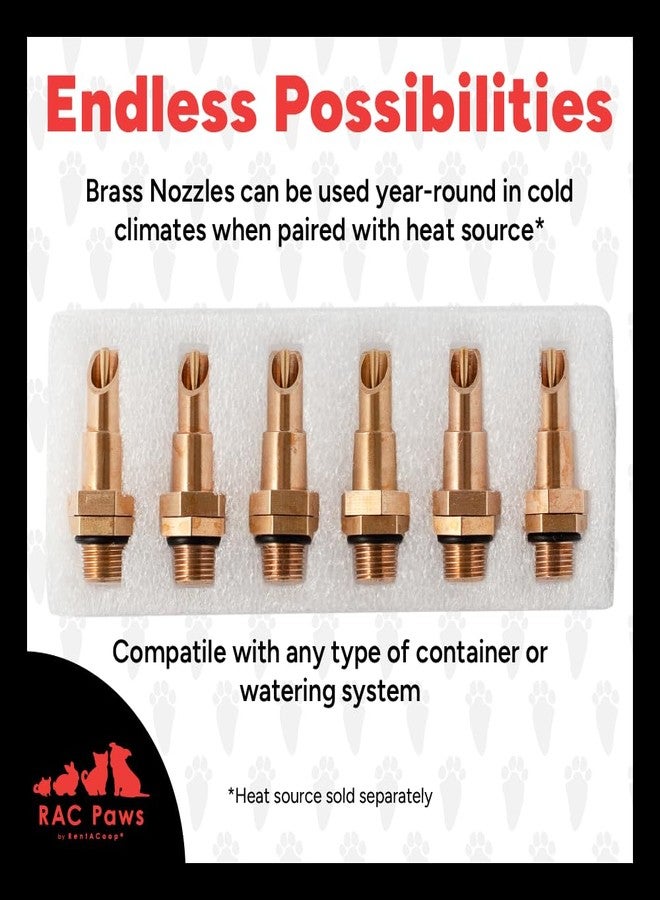 RentACoop DIY Waterer Kit - Six (6) Pack Horizontal Brass Nozzles - Great for Rabbits, Guinea Pigs, Ferrets and Other Small Animals - Image 3